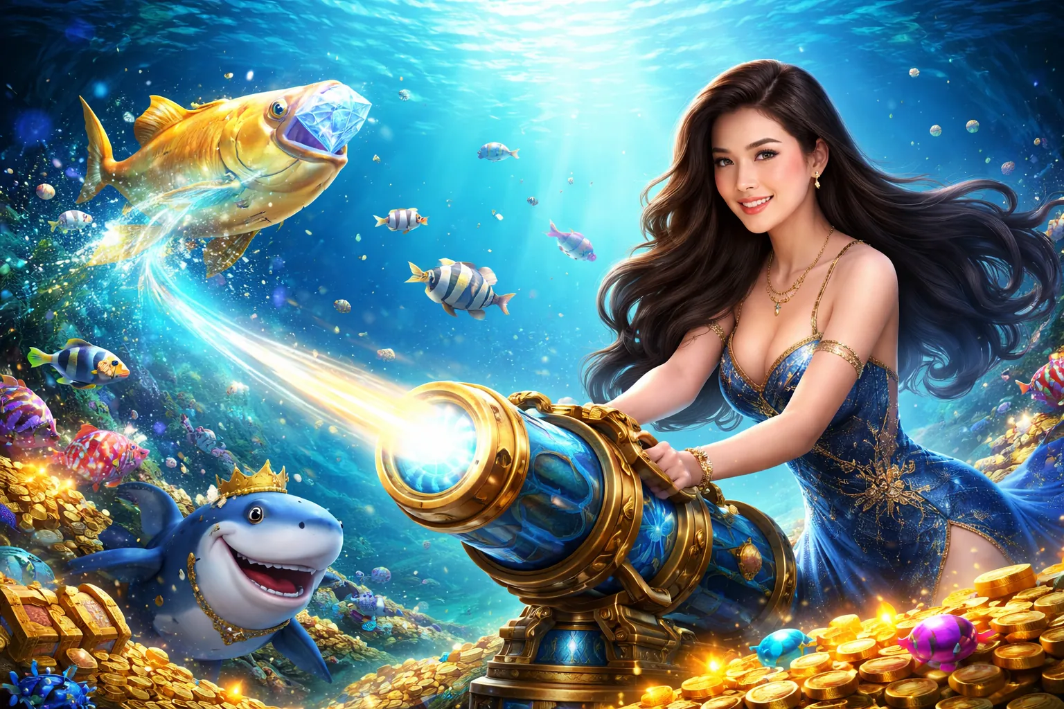 Thế giới bắn cá f8bwt đầy màu sắc với những chú cá vàng và kho báu dưới đại dương
